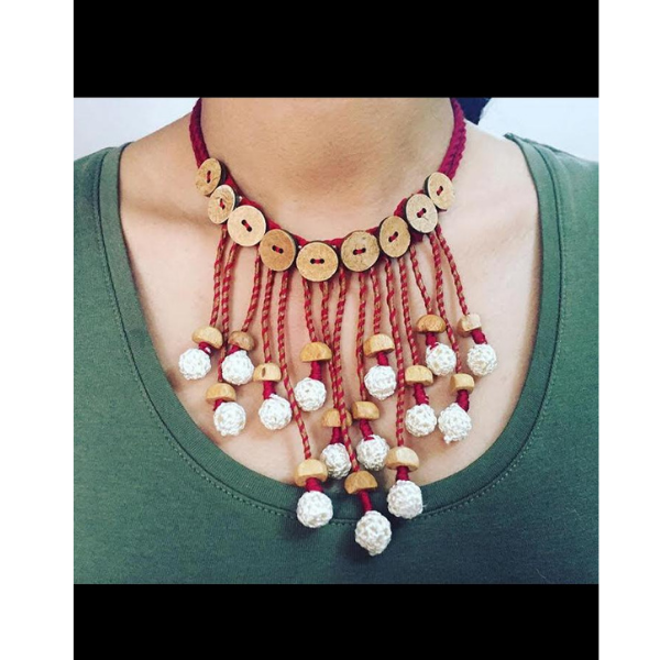 Twisted Thread Tasseled Choker Necklace